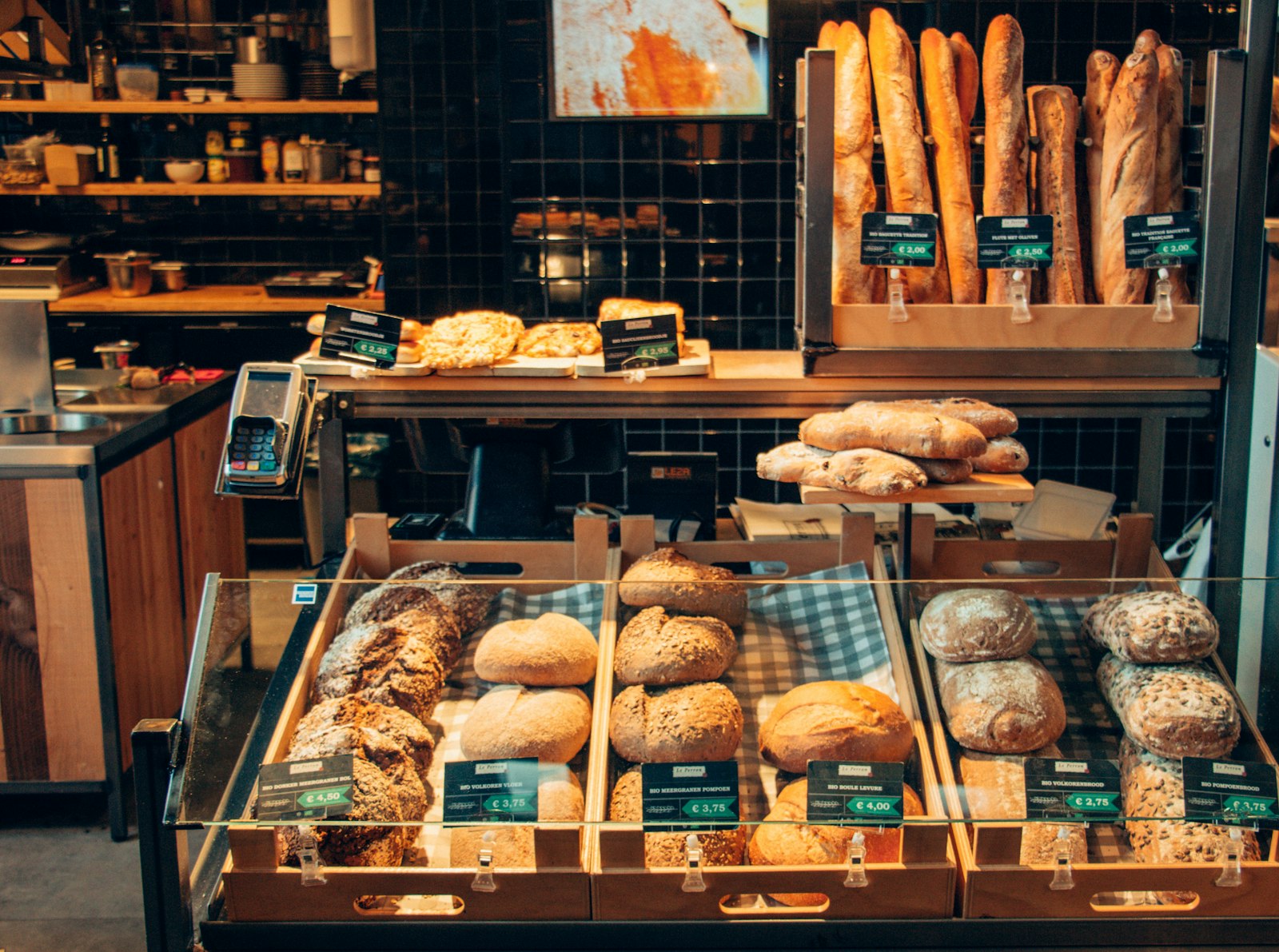 Fresh bread and bakes on display at The Bakest in Okhla
