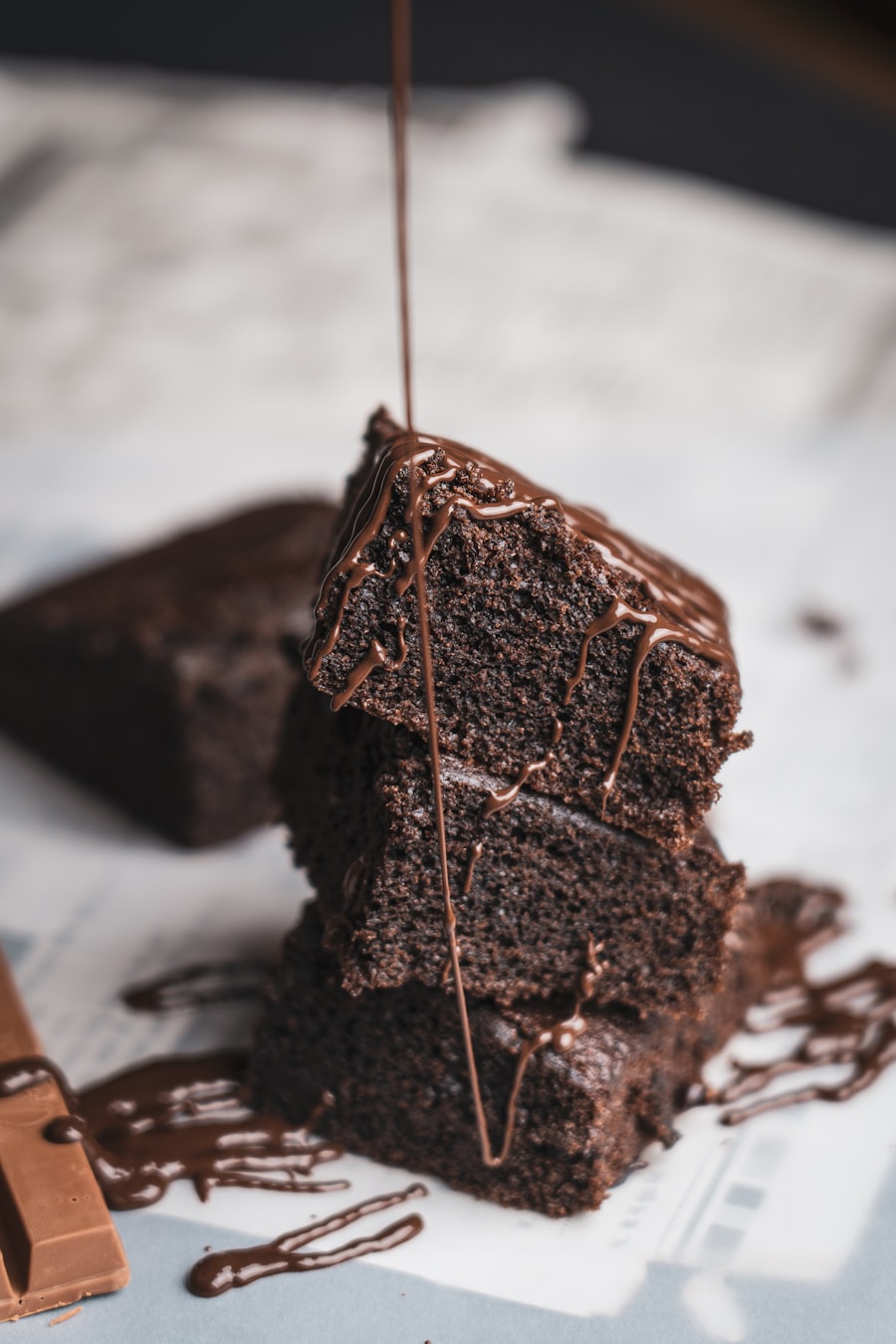 Fudgy chocolate brownies with drizzle at The Bakest, Okhla