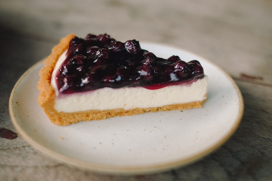 Blueberry cheesecake slice at The Bakest, Okhla