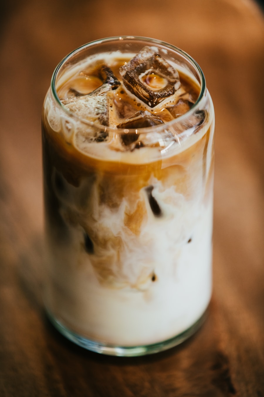 Iced coffee in a glass at The Bakest, Jamia Nagar