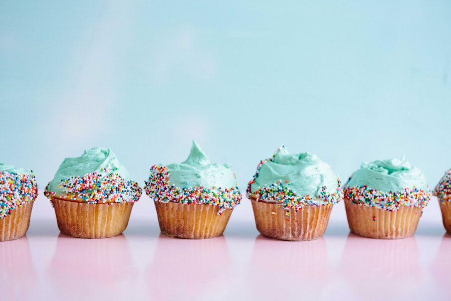 Frosted cupcakes with sprinkles at The Bakest, Okhla